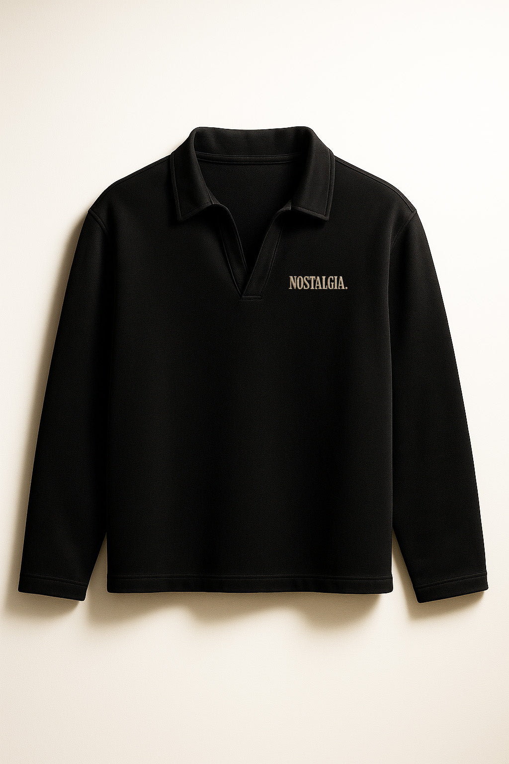 Heavyweight Longsleeve Polo in Jet Black