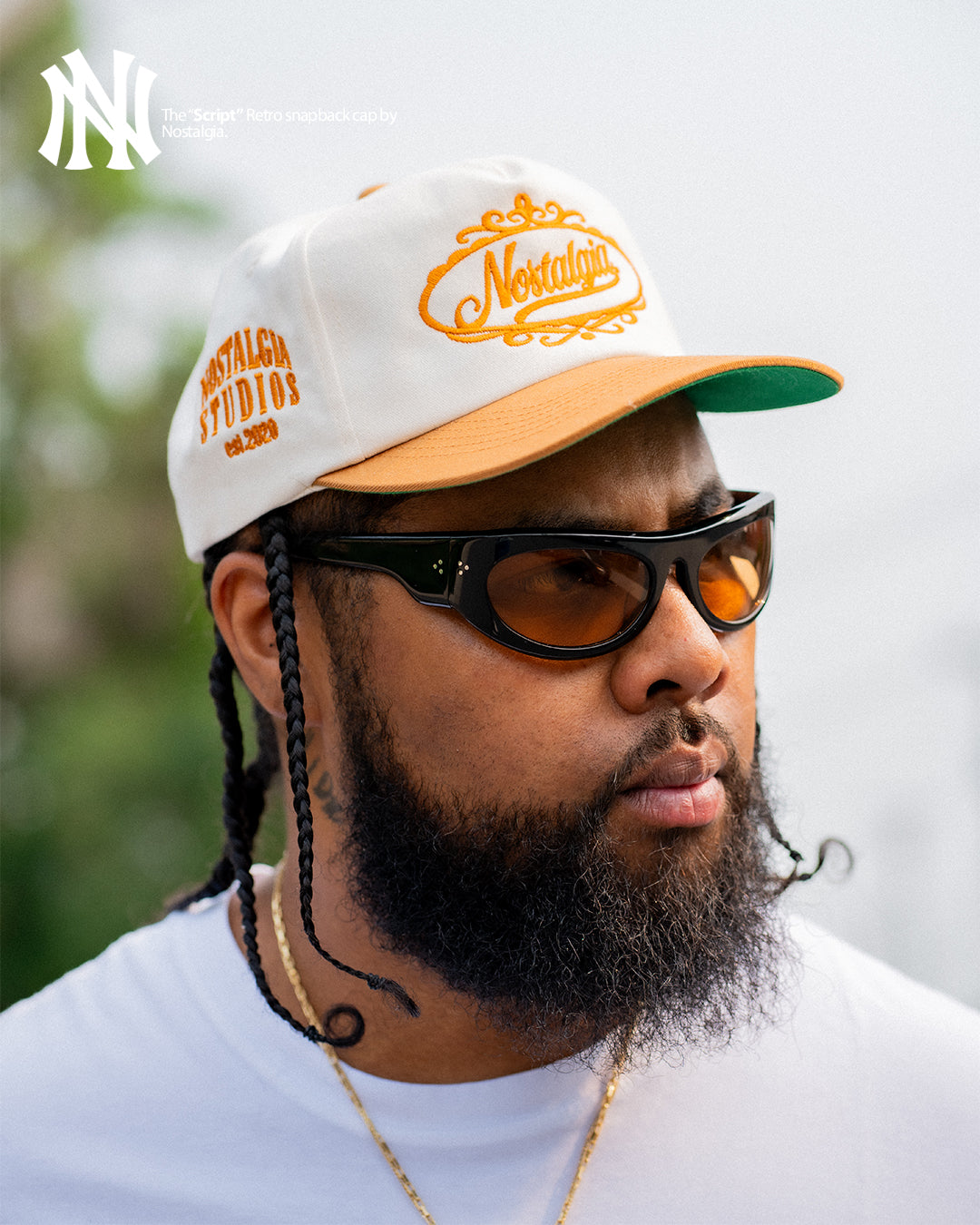 Nostalgia Script Snapback Cap in Cream/Copper (Nostalgia Night 4 Exclusive)