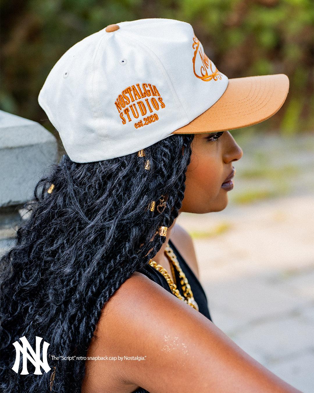 Nostalgia Script Snapback Cap in Cream/Copper (Nostalgia Night 4 Exclusive)