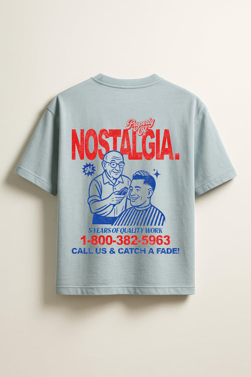 "Catch A Fade" Nostalgia Graphic Tee in Pastel Blue