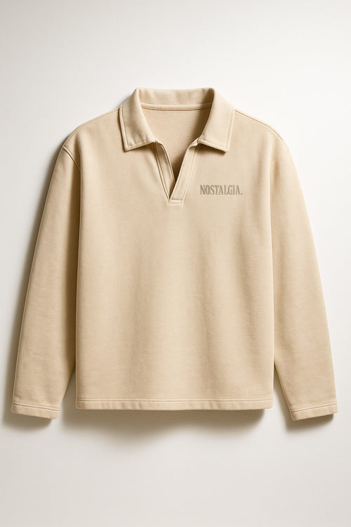 Heavyweight Longsleeve Polo in Cream
